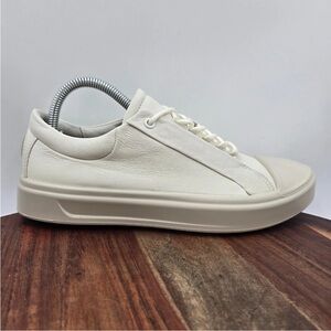 Ecco Flexure T-Cap Shoes Women's 40 / 9 White Taupe Leather Comfort Sneakers